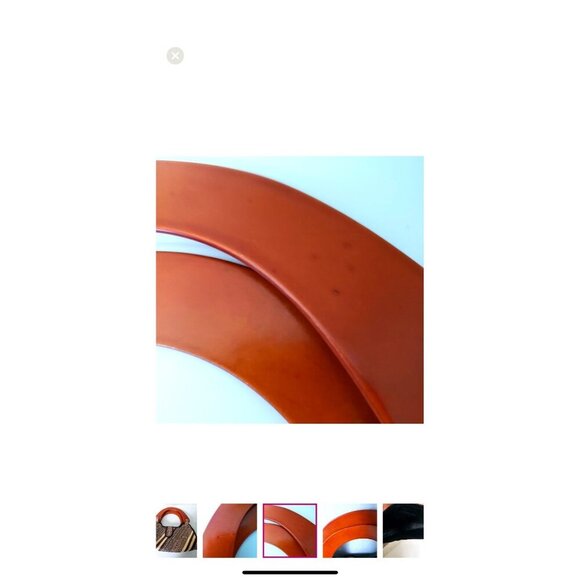 Vintage Woven Straw Handbag With Wooden Handles boho - Picture 7 of 10